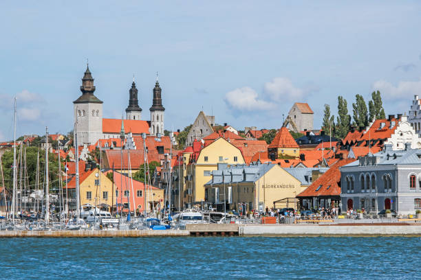 view of visby from harbor